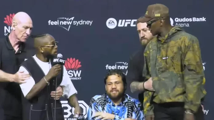 Israel Adesanya and Manel Kape clash at the UFC 293 press conference